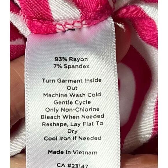 Talbots Striped Tie Front Short Sleeve Top Shirt Pink White Size Small - Picture 6 of 6